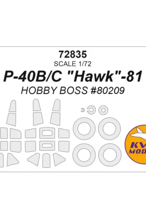 Curtiss P-40B/P-40C 'Hawk'-81 (HOBBY BOSS 80209) + wheels masks Beperkt Aanbod
