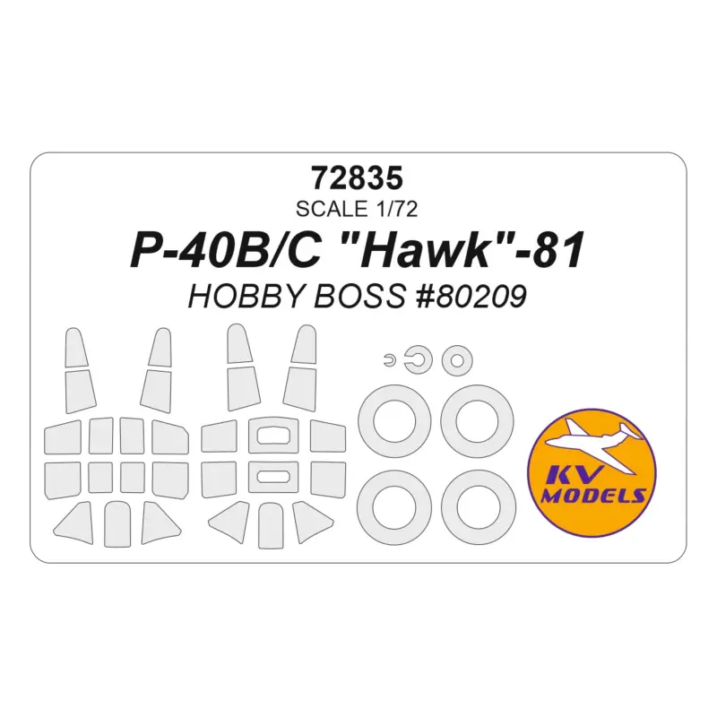 Curtiss P-40B/P-40C 'Hawk'-81 (HOBBY BOSS 80209) + wheels masks Beperkt Aanbod