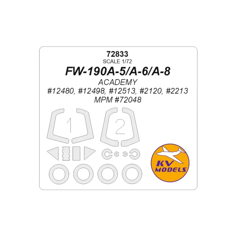 FW-190A-5/A-6/A-8 (ACADEMY 12480, 12498, 12513, 2120, 2213 / MPM 72048) + wheels masks (designed to be used with Academy and MPM Op = Op