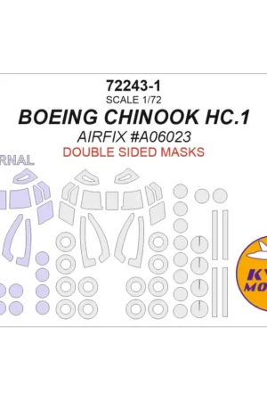 BOEING CHINOOK HC.1 (AIRFIX A06023) - wheels and canopy frame paint mask (inside and outside) (designed to be used with Airfix k Dagaanbieding