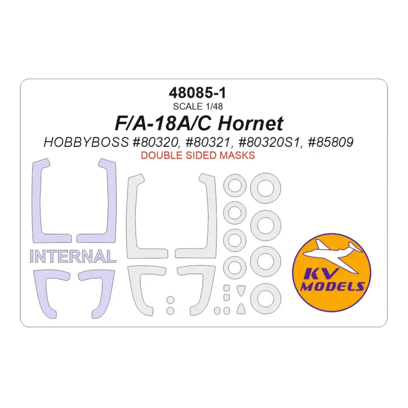 F/A-18A/C Hornet (HOBBYBOSS 80320, 80321, 80320S1, 85809) - (Double-sided) + wheels masks Speciale Aanbieding