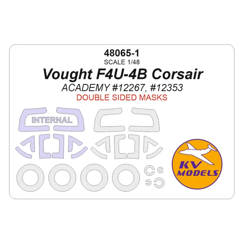 Vought F4U-4B Corsair (ACADEMY 12267, 12353) - (Double-sided) + wheels masks (designed to be used with Academy kits) Superprijs