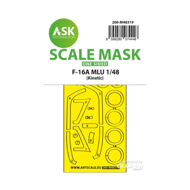 Seizoensaanbieding F-16A MLU one-sided fit and self adhesive express mask for Kinetic
