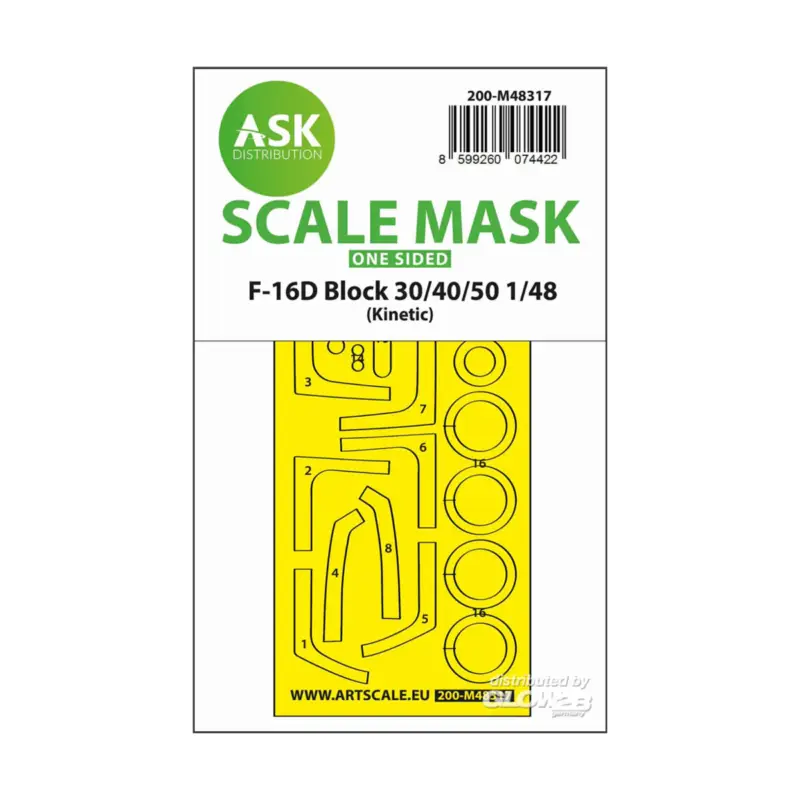 F-16D Block 30/40/50 one-sided fit and self adhesive express mask for Kinetic Beperkt Aanbod