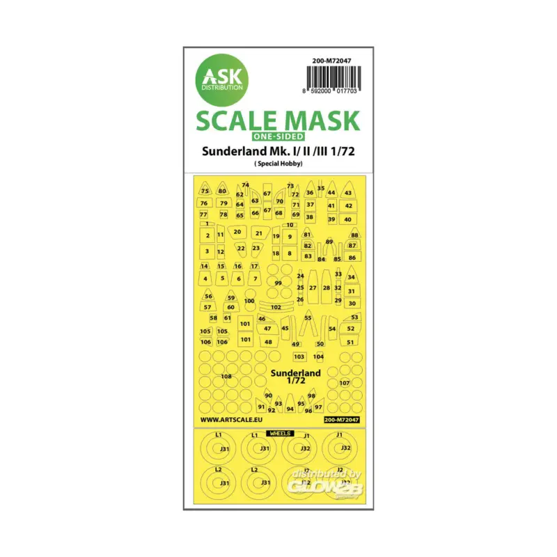 Sunderland Mk.I, Mk.II, Mk.III one-sided painting mask for Special Hobby Goedkoop