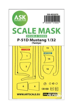 P-51D Mustang double-sided fit mask for Tamiya Tijdelijk Beschikbaar