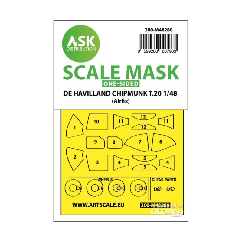 Snelle Levering De Havilland Chipmunk T.20 one-sided express fit mask for Airfix