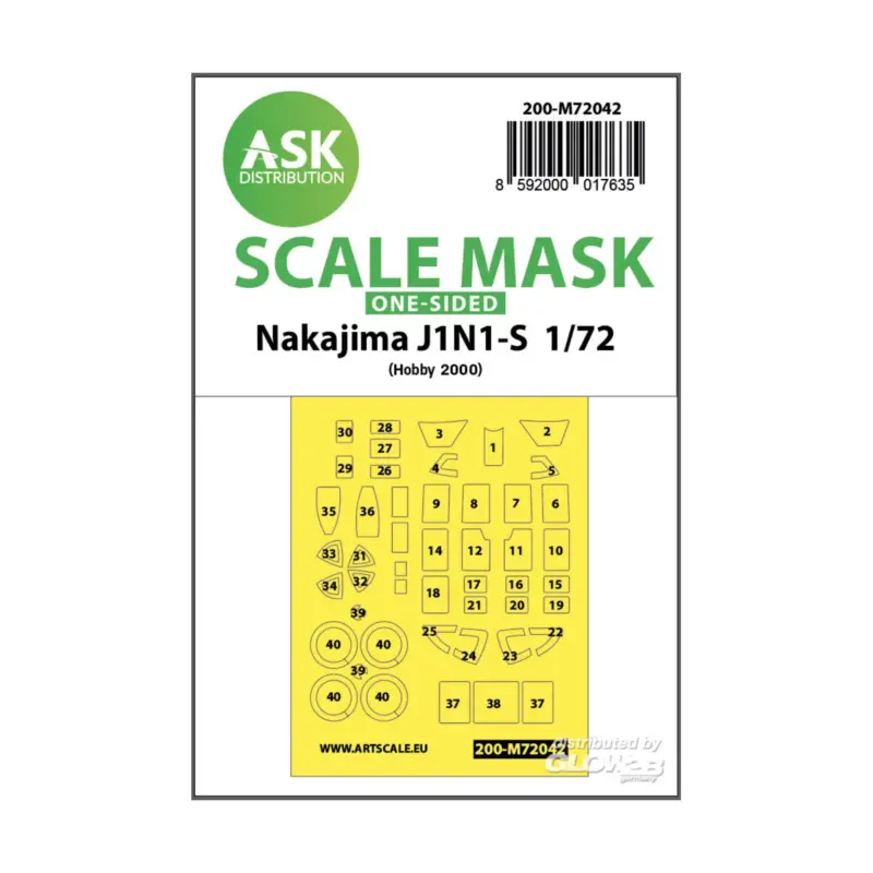 Express Levering Nakajima J1N1-S one-sided painting mask for Hobby2000 / Fujimi