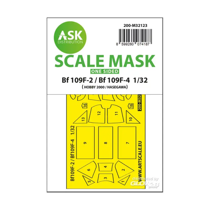 Bf 109F-2 / Bf 109F-4 one-sided express fit mask for Hasegawa / Hobby 2000 Direct Verzonden