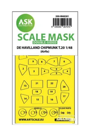 De Havilland Chipmunk T.20 double-sided express fit mask for for Airfix Aanbieding