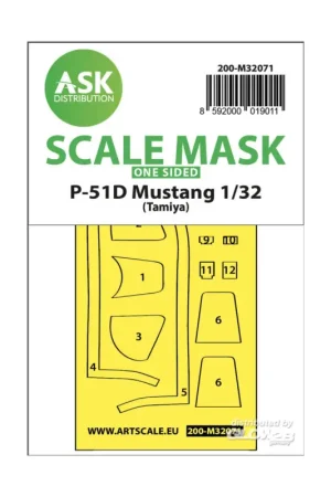 Premium P-51D Mustang one-sided fit mask for Tamiya