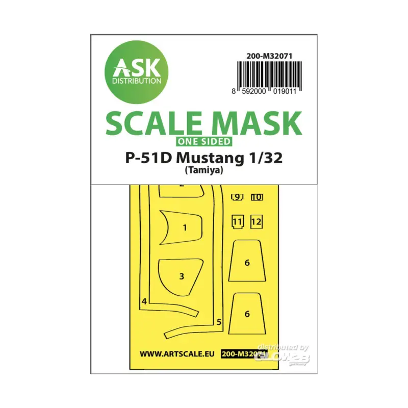 Premium P-51D Mustang one-sided fit mask for Tamiya
