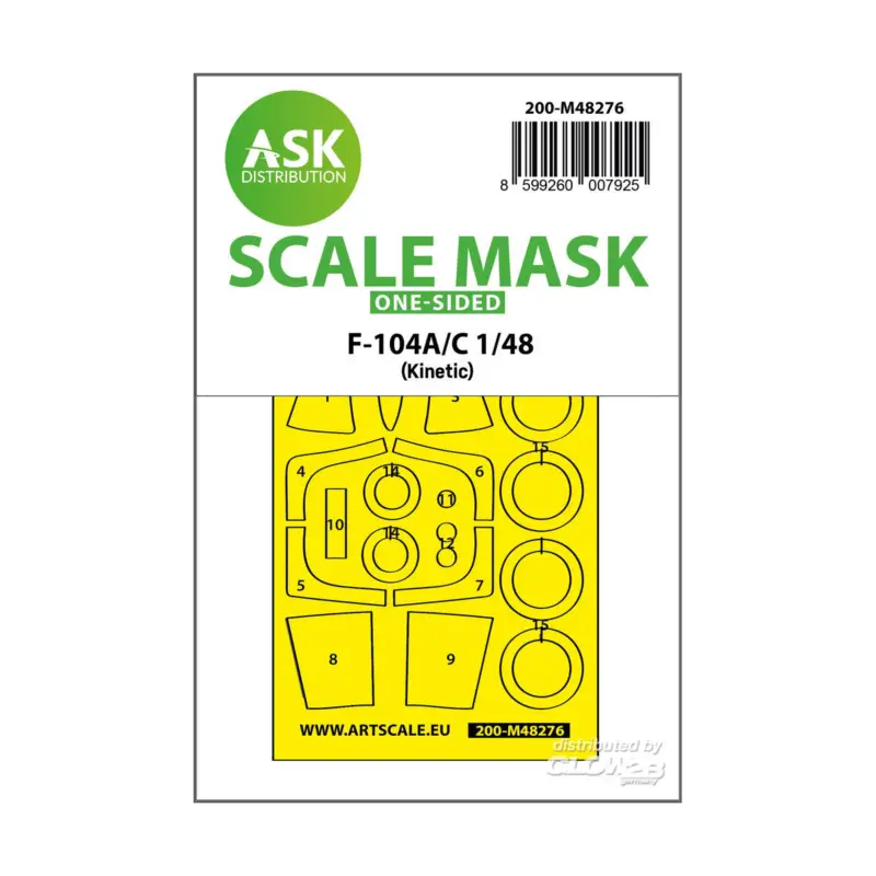F-104A/C one-sided express fit mask for Kinetic Direct Beschikbaar