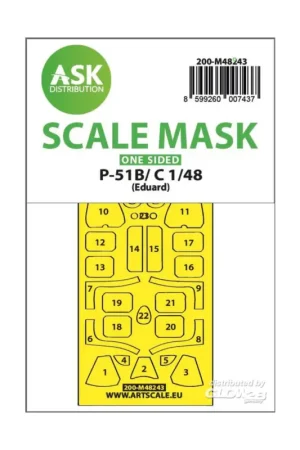 Populair P-51B/C Mustang one-sided express fit mask for Eduard