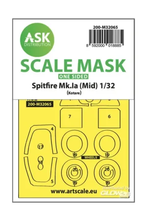 Spitfire Mk.Ia (mid) one-sided express fit and self adhesive mask for Kotare Must-Have