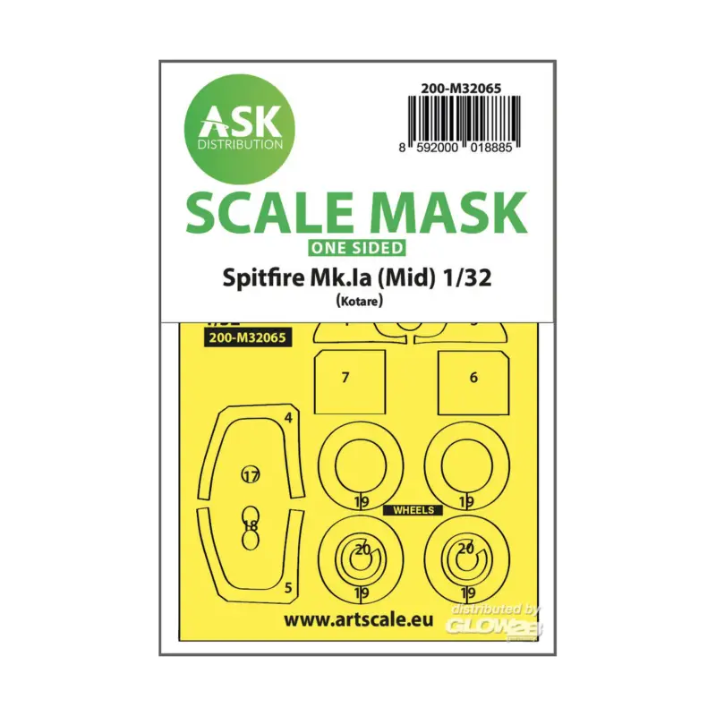 Spitfire Mk.Ia (mid) one-sided express fit and self adhesive mask for Kotare Must-Have