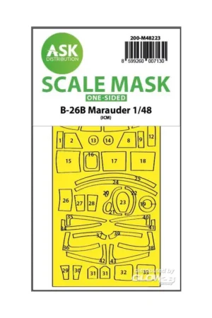 B-26B Marauder one-sided express fit mask for ICM Direct Verzonden