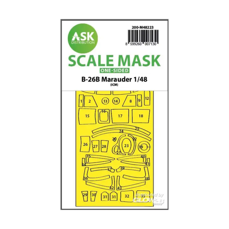 B-26B Marauder one-sided express fit mask for ICM Direct Verzonden