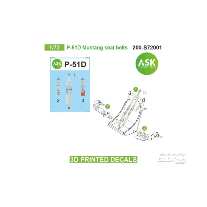 Voordeelprijs P-51D Mustang seat belts - 3D printed decals by ASK