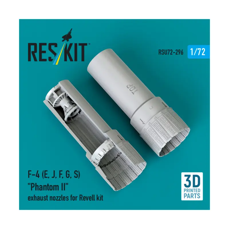 McDonnell F-4E, F-4J, F-4F, F-4G, F-4S Phantom II exhaust nozzles (designed to be used with Revell kits) (3D-Printed) Direct Beschikbaar
