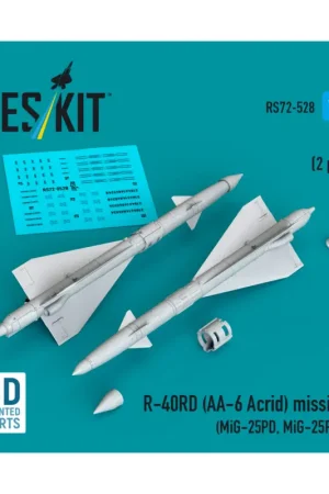 Rechtstreeks Van De Fabrikant R-40RD (AA-6 'Acrid') missiles (2 pcs) (Mikoyan MiG-25PD, Mikoyan MiG-25PDS) (3D-Printed)