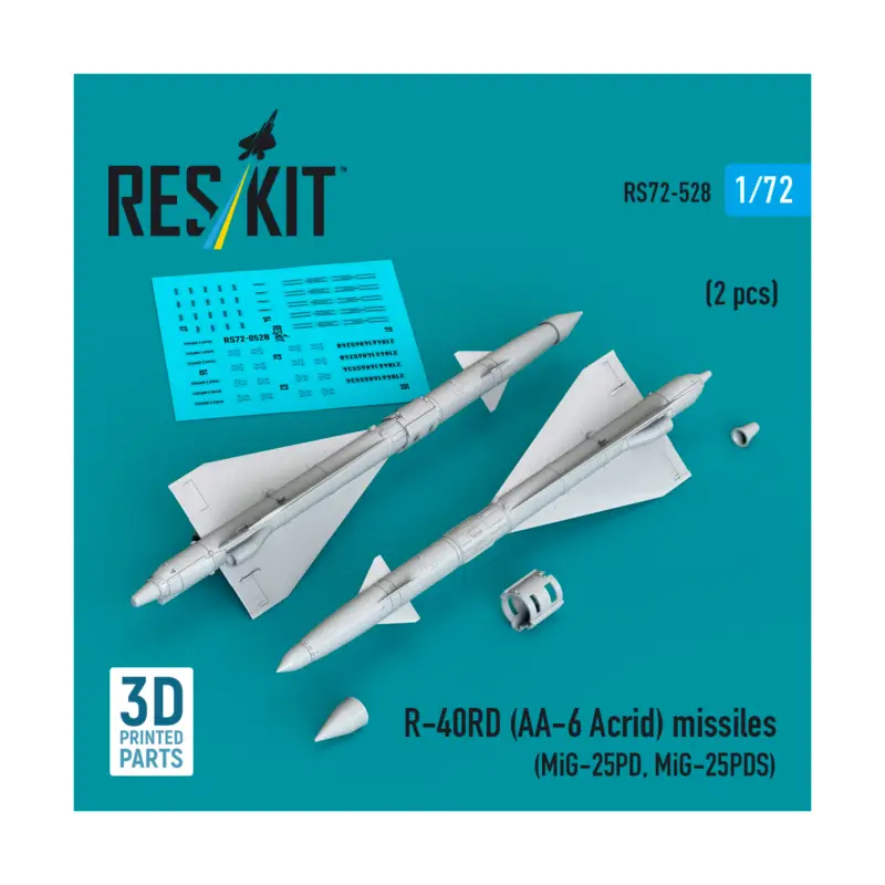 Rechtstreeks Van De Fabrikant R-40RD (AA-6 'Acrid') missiles (2 pcs) (Mikoyan MiG-25PD, Mikoyan MiG-25PDS) (3D-Printed)