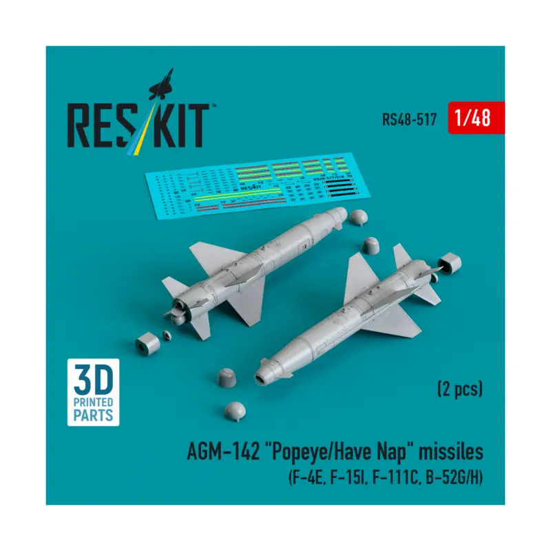 Direct Verzonden AGM-142 'Popeye/Have Nap' missiles (2 pcs) (F-4E, F-15I, F-111C, B-52G/H) (3D Printed) (1/48) 4824594105172 0 18.80 9.40 0.00