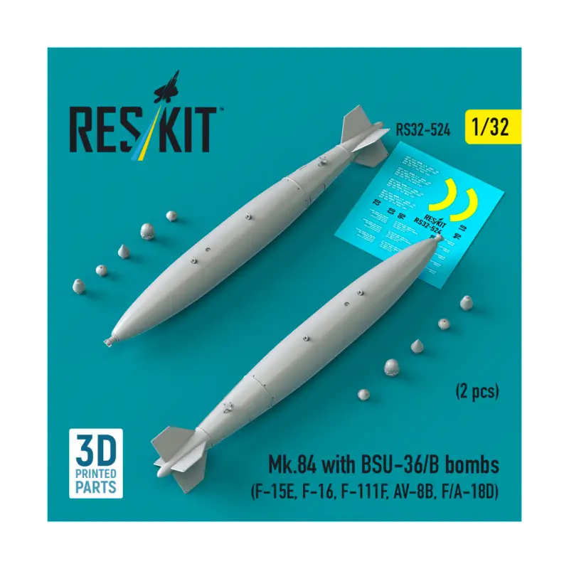 Koop Online Mk.84 with BSU-36/B bombs (2 pcs) (F-15E, F-16, F-111F, AV-8B, F/A-18D) (3D Printed)