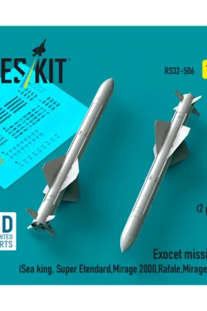 Seizoensaanbieding Exocet missiles (2 pcs) (Sea King, Super Etendard, Mirage 2000, Rafale, Mirage F.1) (3D Printed)