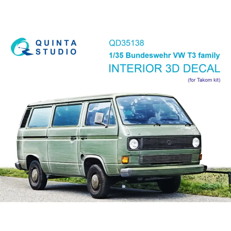 Seizoensaanbieding Bundeswehr VW T3 Family 3D-Printed & coloured Interior on decal paper (Takom)