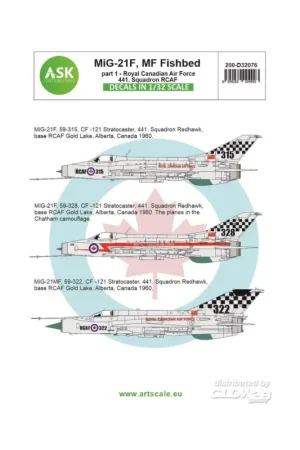 Gereduceerde Prijs Decal MiG-21F, MF Fishbed / CF-121 Redhawk program - Royal Canadian Air Force, 441. Squadron