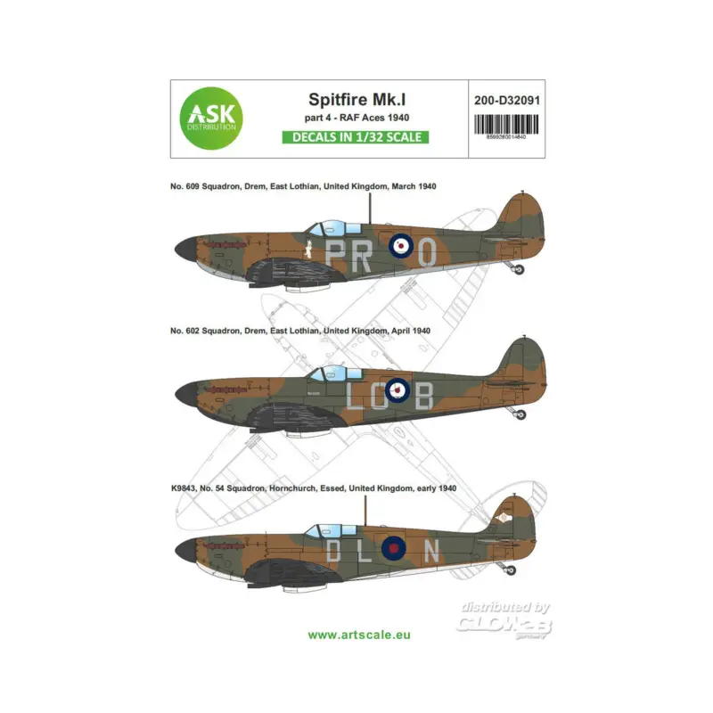 Decal Spitfire Mk.I early part 4 - RAF Aces 1940 Aanbieding