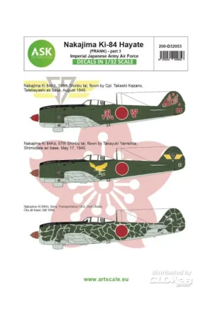 Merkproduct Decal Nakajima Ki-84 Hayate (Frank) part 3 - Imperial Japanese Army Air Force