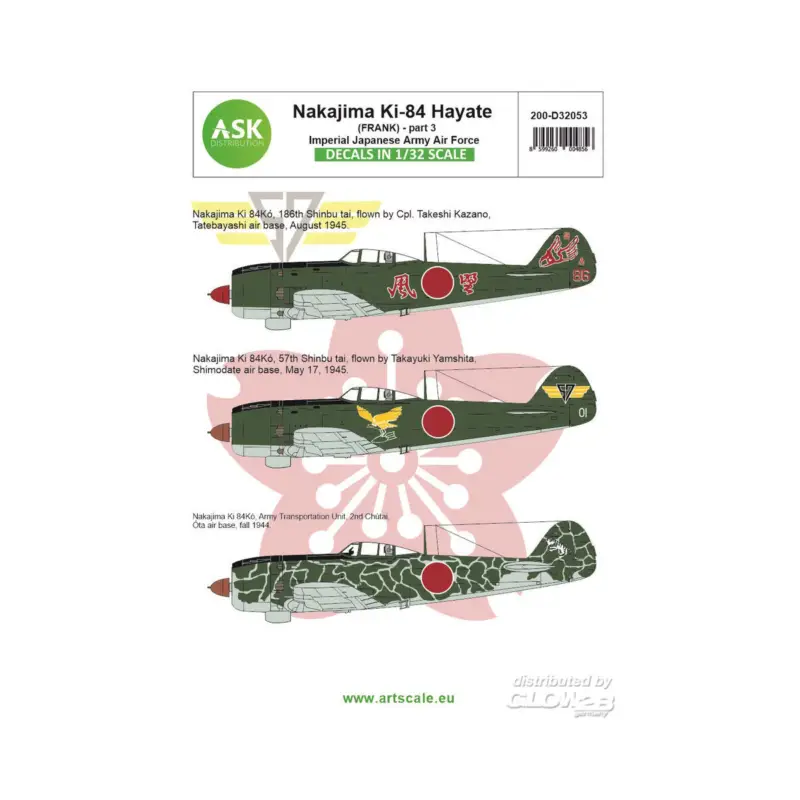 Merkproduct Decal Nakajima Ki-84 Hayate (Frank) part 3 - Imperial Japanese Army Air Force