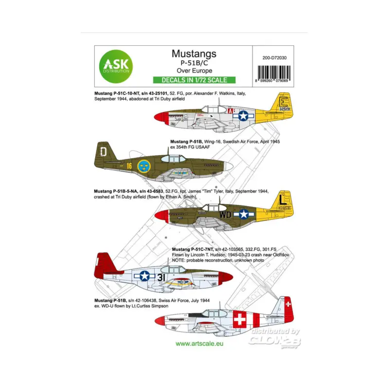 Actieprijs Decal P-51B Mustang part 1 - Europe. The Bastards behind the enemy lines and in foreign services