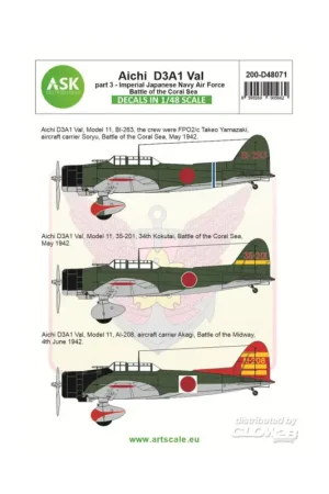 Decal Aichi D3A1 Val part 3 - Imperial Japanese Navy Air Force, Battle of the Coral Sea Gecertificeerd