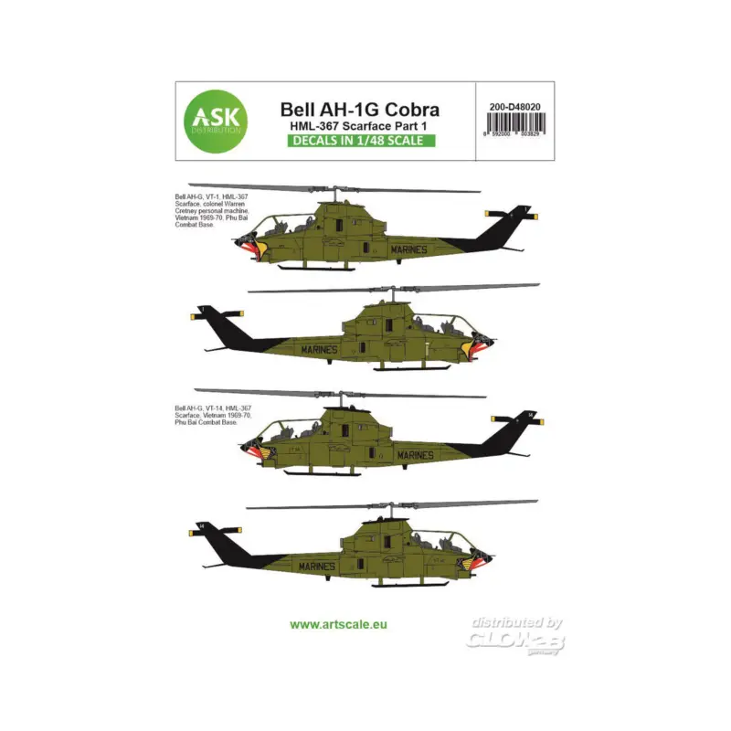 Decal Bell AH-1G Cobra part 7 - HML367 Scarface Rechtstreeks Van De Fabrikant