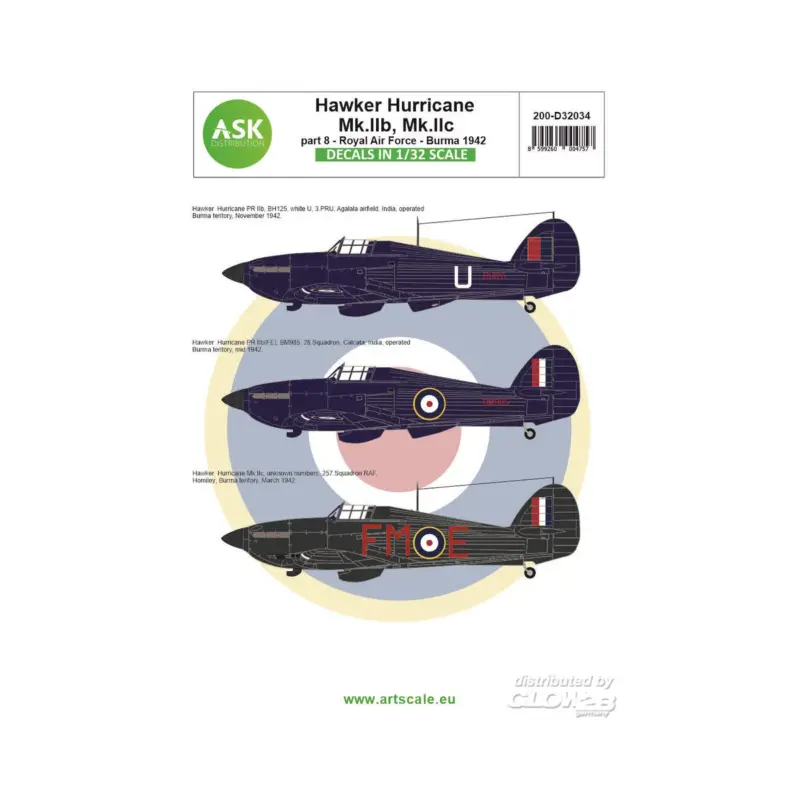 Decal Hawker Hurricane Mk.IIb / Mk.IIc part 8 - Royal Air Force Burma 1942 Laatste Versie