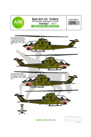 Superprijs Decal Bell AH-1G Cobra Kentaur 3th Aviation helicopter cavalry part 1