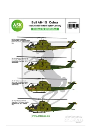 Decal Bell AH-1G Cobra 11th Aviation Helicopter Cavalery part 3 Lage Kosten