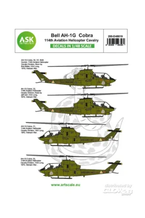 Decal Bell AH-1G Cobra 114th Aviation helicopter cavalery - part 3 Weekendaanbieding