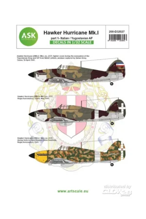 Gratis Retour Decal Hawker Hurricane Mk.I part 1 - Italian AF and Jugoslavia AF
