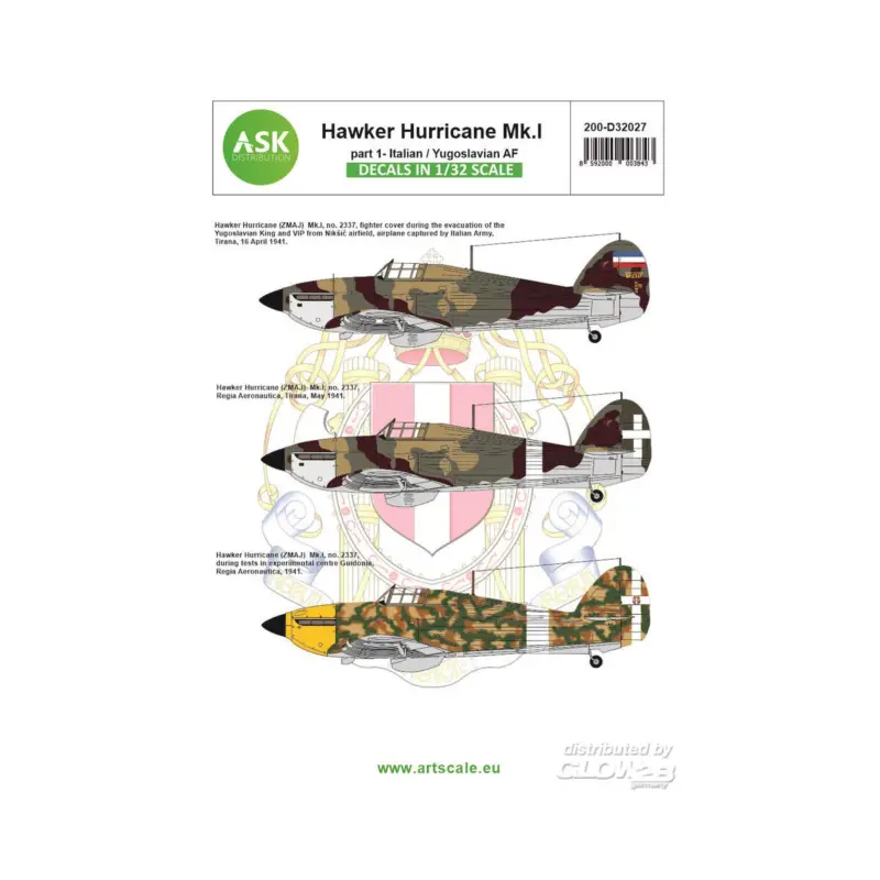 Gratis Retour Decal Hawker Hurricane Mk.I part 1 - Italian AF and Jugoslavia AF
