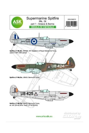 Koopje Decal Spitfire Mk.IXc and Mk.IXe part 1 - Greece, Burma (limited edition)