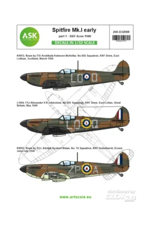 Nu Kopen Decal Spitfire Mk.Ia part 1 - The Few, 1940 RAF Aces
