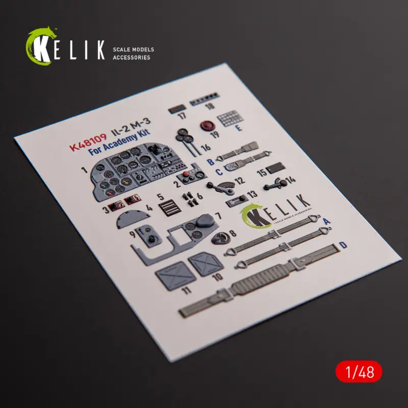 Ilyushin Il-2M3 Stormovik - interior 3D decals for Academy/Accurate Miniatures kit Premium