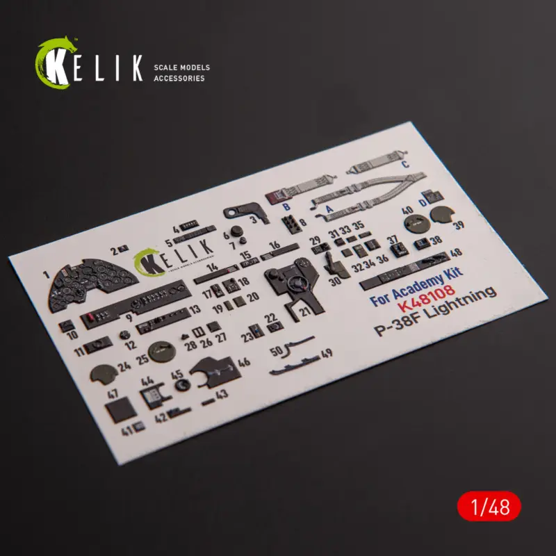 Koopje Lockheed Р-38F 'Lightning' - interior 3D decals for Academy kit