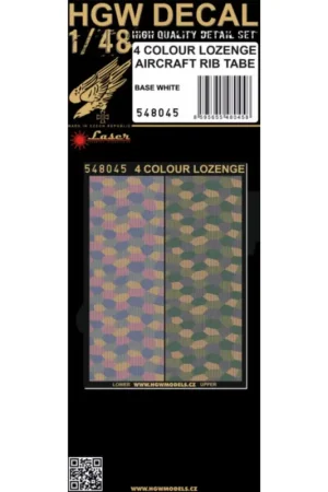 COLOUR LOZENGE - AIRCRAFT RIB TAPES 4 color lozenge decals for WWI aircrafts in 1/48 scale. For more realistic look colors were Laatste Kans