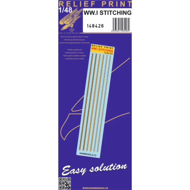 Superprijs Decal WWI STITCHING - RELIEF PRINT Brand new HGW relief print set in 1/48 scale. No carrier film! Simply soak the seatbelts in t