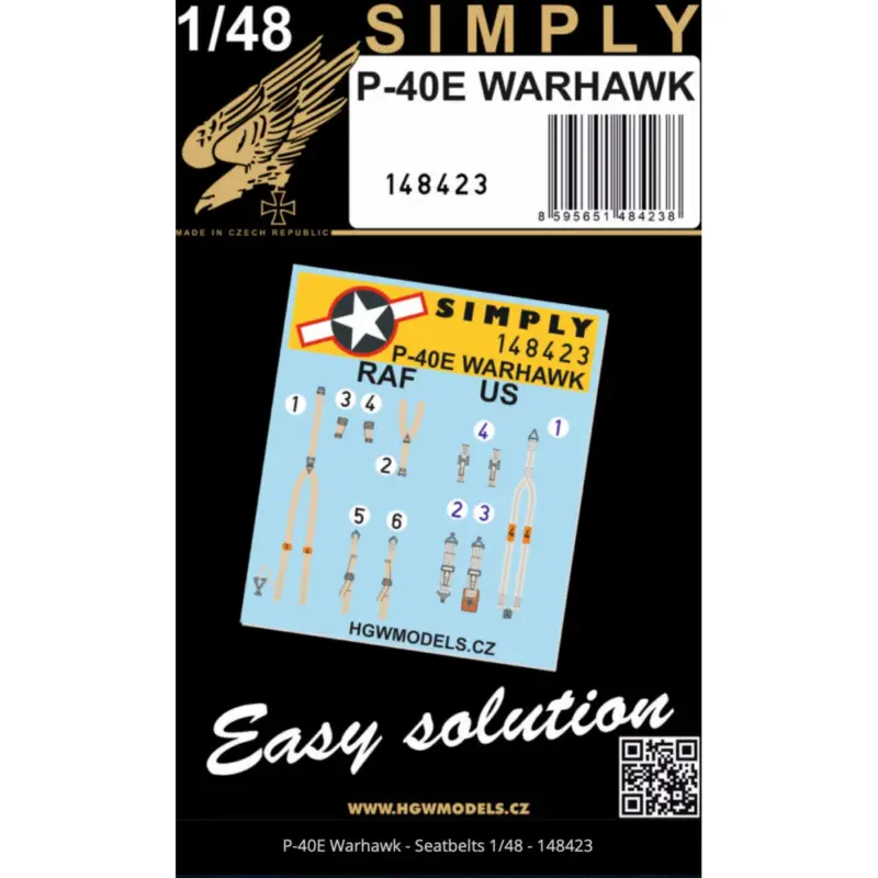 Flitsaanbieding Decal Curtiss P-40E WARHAWK - SEATBELTS 1/48 Brand new HGW seatbelts in 1/48 scale. (designed to be used with Eduard kits)Specia